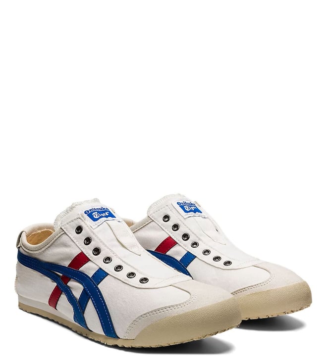 ONITSUKA TIGER - Unisex MEXICO 66 White & Tricolor Slip On Sneakers