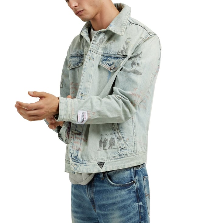 Denim Street Graffit Print Dean Regular Fit Denim Jacket