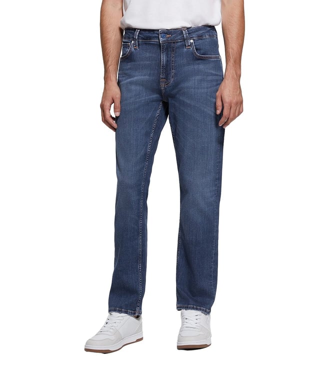 Men's Blue Polycotton Solid Slim Fit Jeans