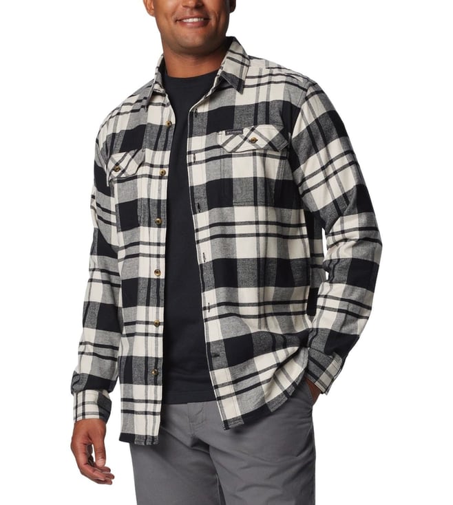 Mens Grey Omni-Wick Flare Gun Stretch Flannel Long Sleeve Shirt