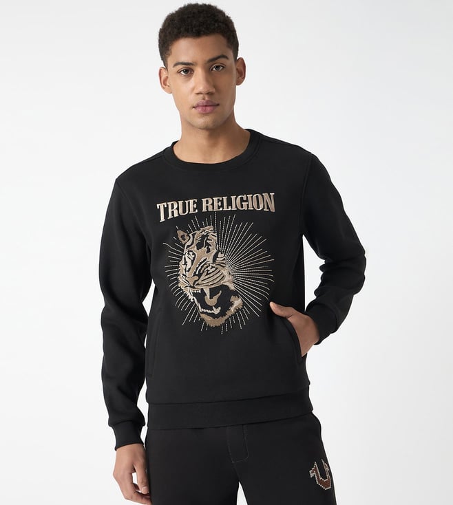 Black Embroidered Logo Regular Fit Sweatshirt