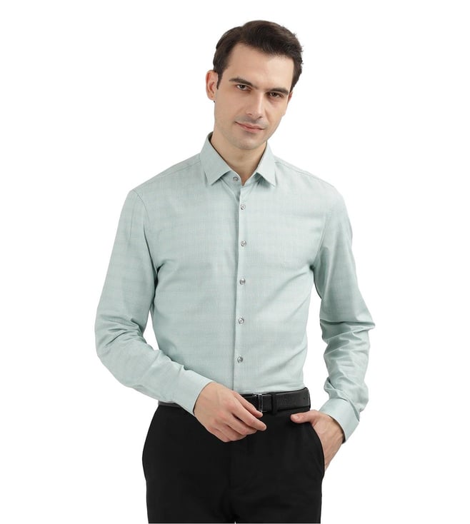 Calvin Klein Green Cotton Slim Fit Texture Shirt