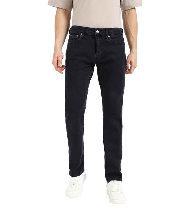 Blue Black Cotton Slim Fit Jeans