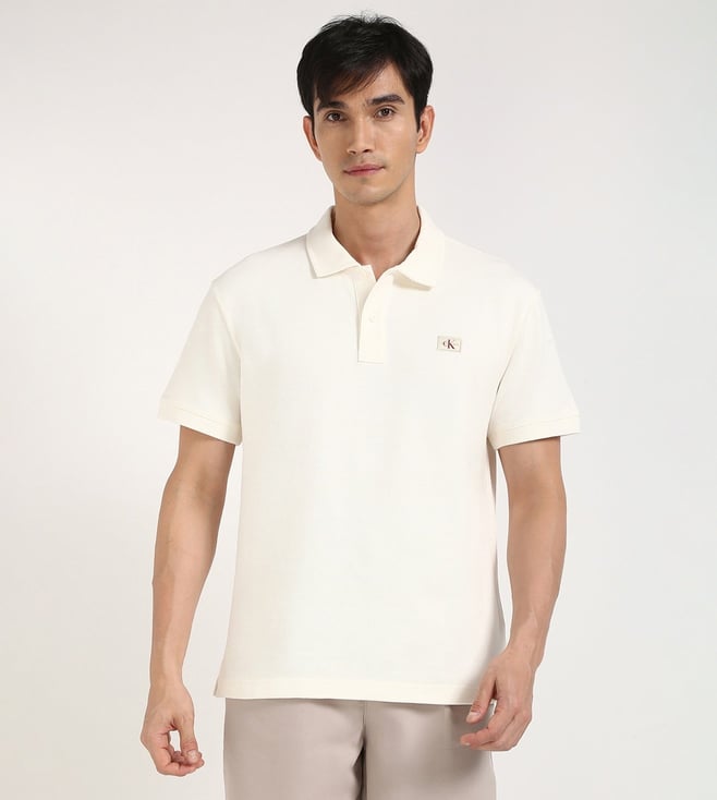 White Relaxed Solid Polo T-Shirt