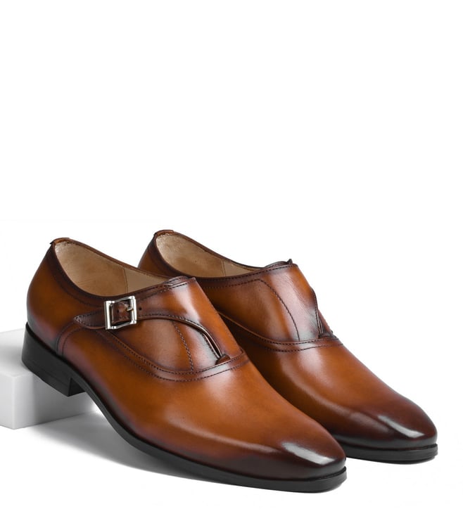LUXORO FORMELLO - Men's Efron Tan Monk Strap Shoes