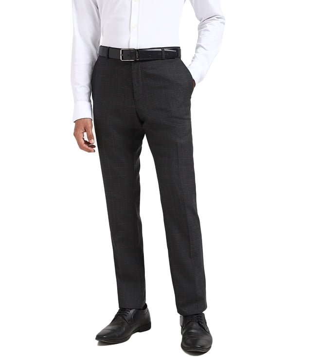 Blue Polyester Regular Fit Checks Trousers