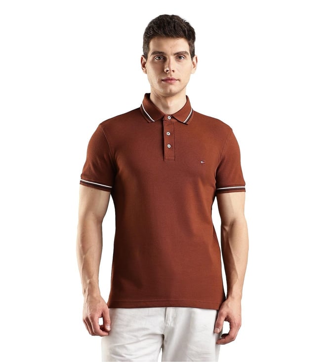 Rich Mocha Slim Fit Cotton Polo T-Shirt