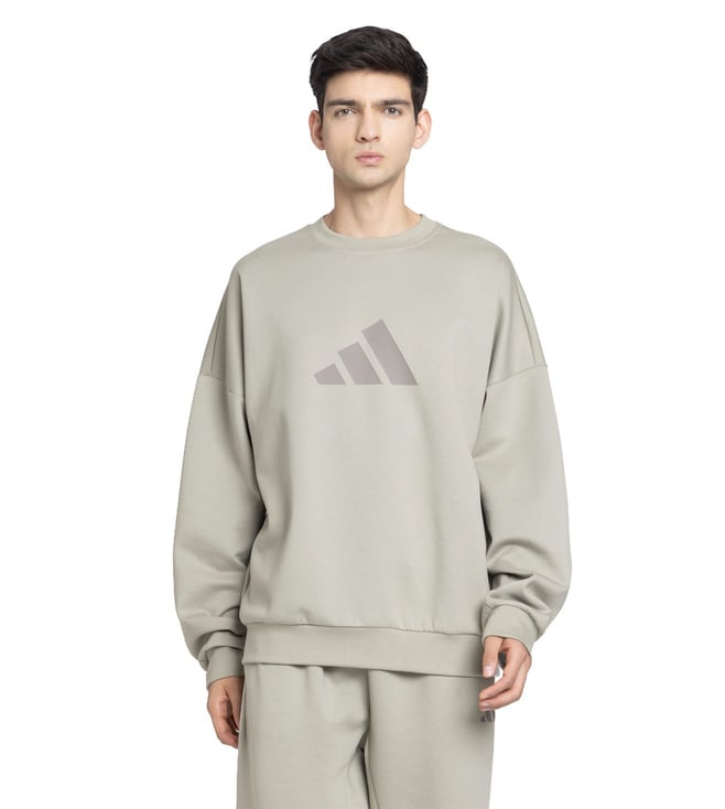 Beige M FI 3BAR CRW Regular Fit Sweatshirt