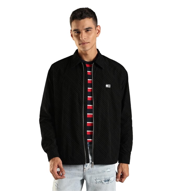 Black Comfort Fit Texture Jacket