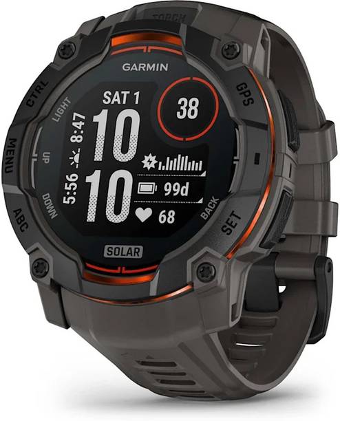 GARMIN Instinct 3,50Mm,Solar,Black Bezel With Charcoal ... - Black Strap, Free Size