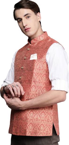 MANYAVAR - Men Floral Print Nehru Jacket
