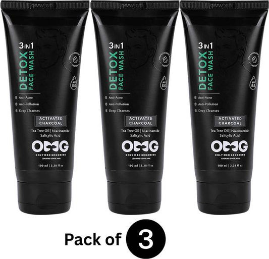 OMG ONLY MEN GROOMING 3in1 Detox  for Men with Activate...