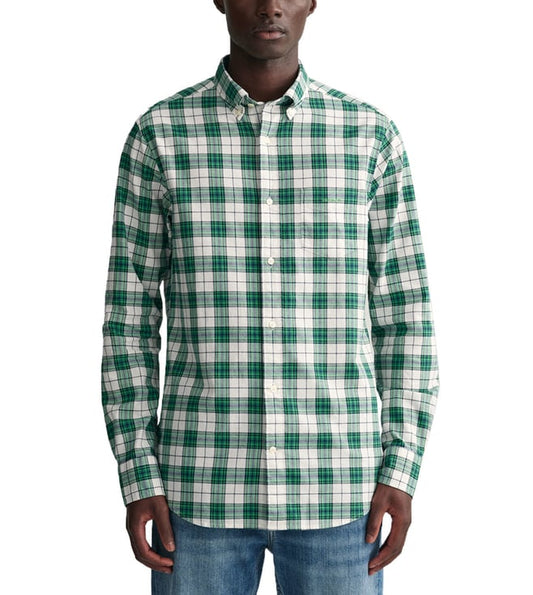 Green Oxford Checked Regular Fit Shirt