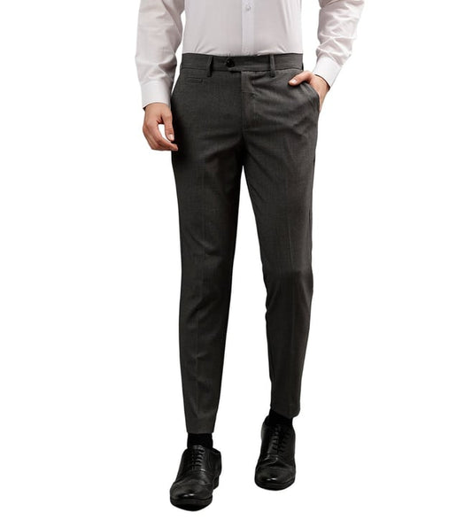 Grey Fashion Slim Fit Flat Front Trousers