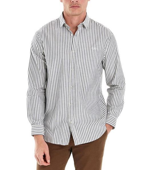Men's Blue Cotton Stripes Regular Fit Full Sleeves Shirt
