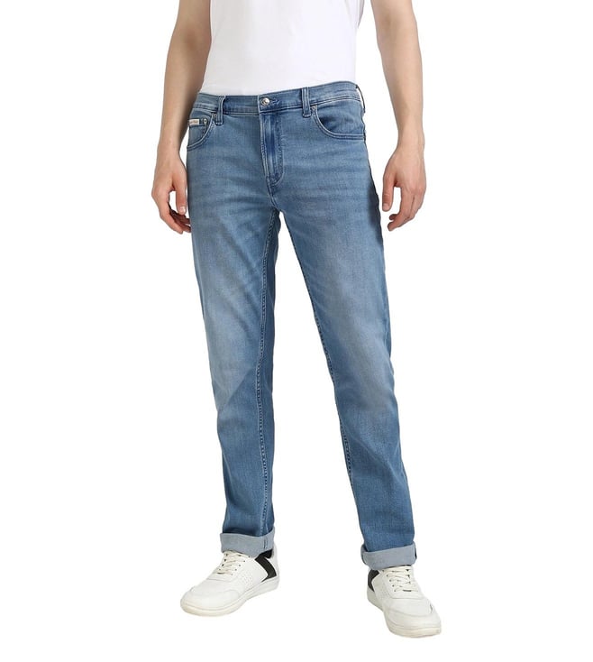 Light Blue Solid Slim Fit Jeans
