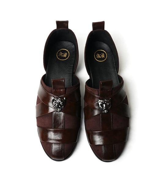 MONKSTORY - Monk Story Brown Criss Cross Slip-On Sandal