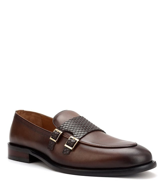 ROSSO BRUNELLO - Men's Coffee Monk Strap Shoes