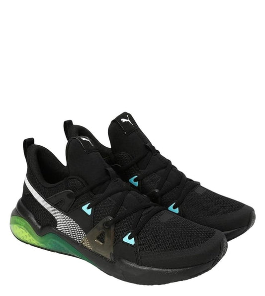 PUMA -  Men's Black, Scuba Blue & Yellow Alert Cell Fraction Fade Res Running Shoes