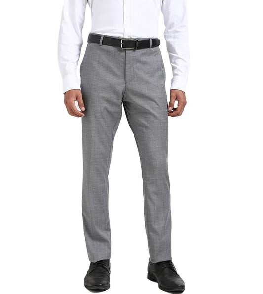 Grey Cotton Regular Fit Solid Trousers
