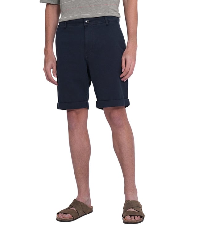 Dark Sapphire Blue Slim Fit Solid Shorts