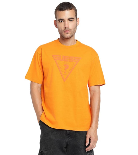 Orange Fashion Printed Regular Fit T-Shirt