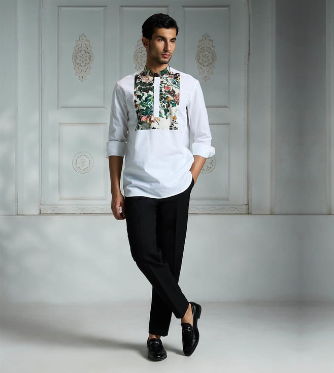RIVAAR BY ROCKY STAR -  White Floral Regular Fit Kurta
