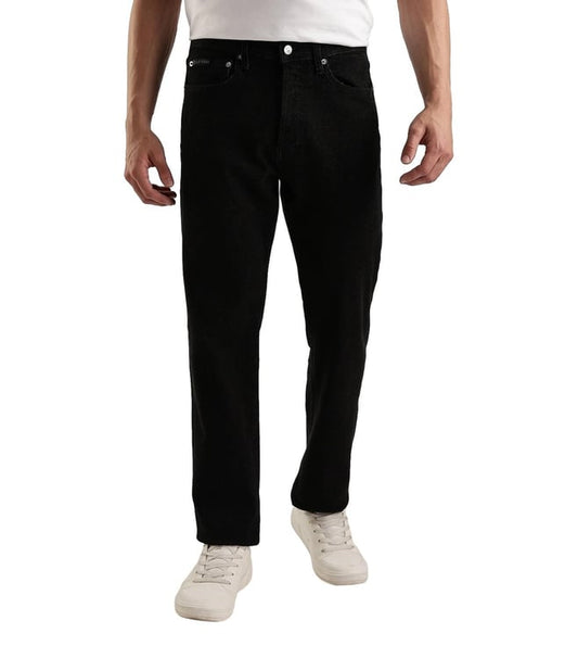 Washed Black Cotton Straight Fit Mid Rise Jeans