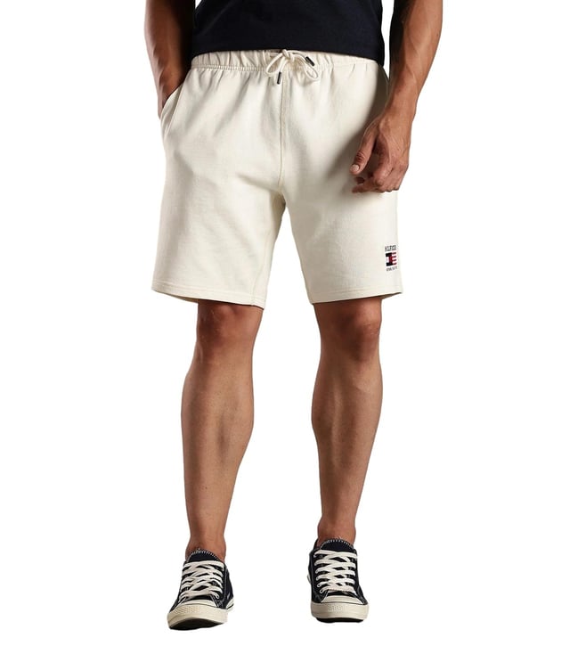 Beige Cotton Regular Fit Shorts