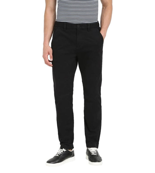 Black Slim-Fit Mid Rise Trouser