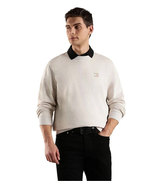 Beige Regular Fit Cotton Sweatshirt