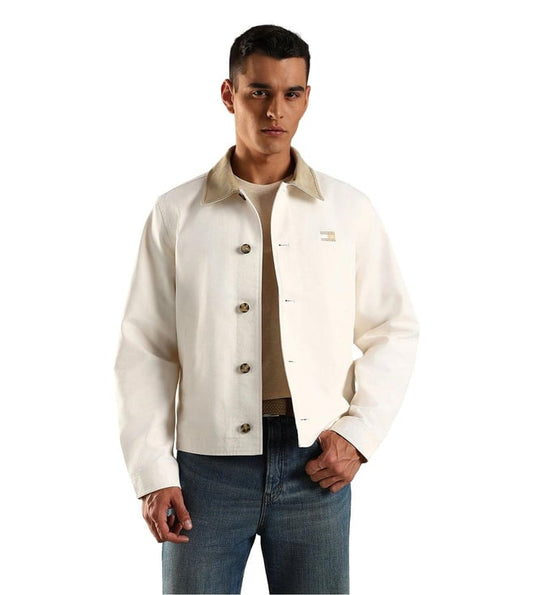 White Cotton Comfort Fit Jacket