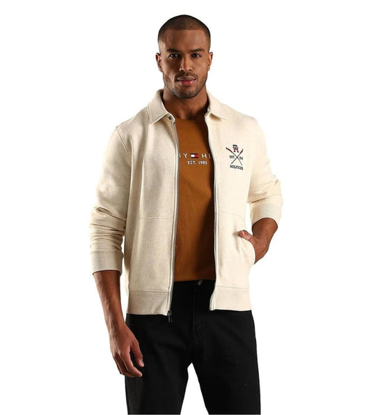 Beige Cotton Regular Fit Jacket