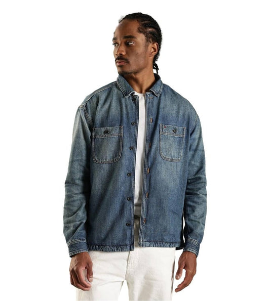 Blue Cotton Comfort Fit Denim Jacket