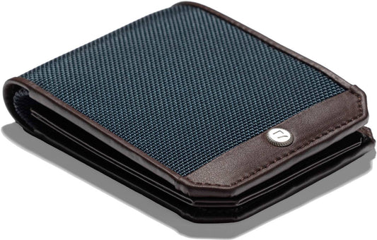 Men Formal Blue Fabric RFID  Wallet