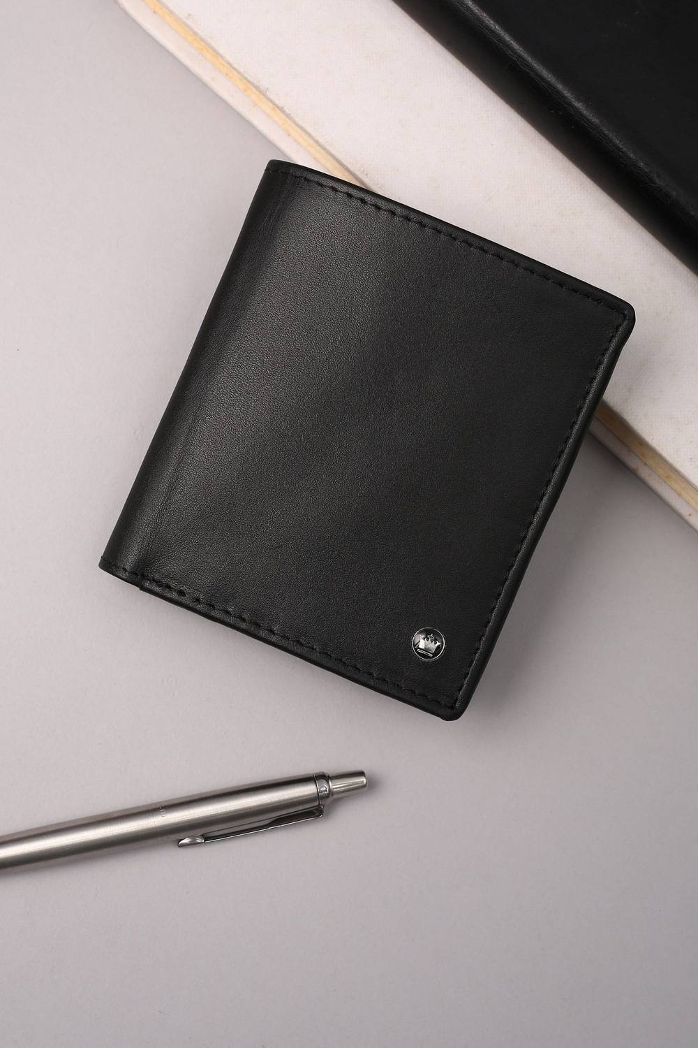 Men Formal Black Genuine Leather Wallet