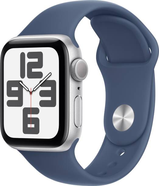 Apple Watch SE 2 GPS 40mm (2nd Gen) Silver Aluminium wi... - Blue Strap, Free Size