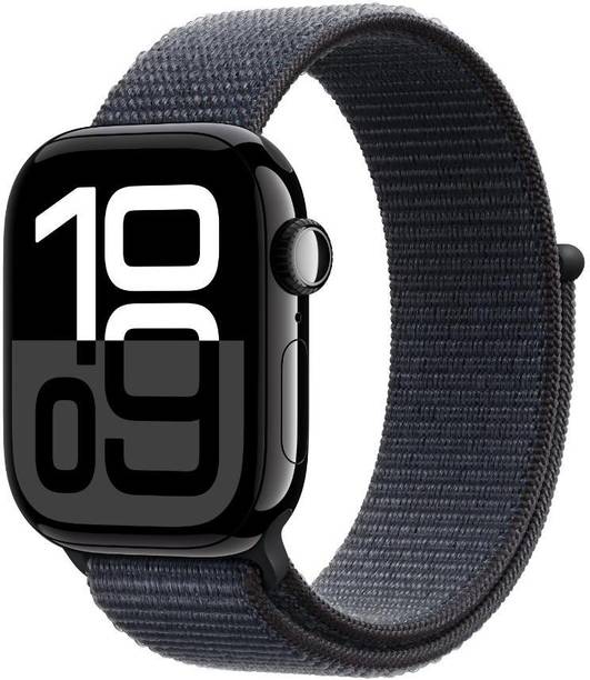 Apple Watch Series 10 GPS 42mm Jet Black Aluminium with... - Ink Strap, Free Size