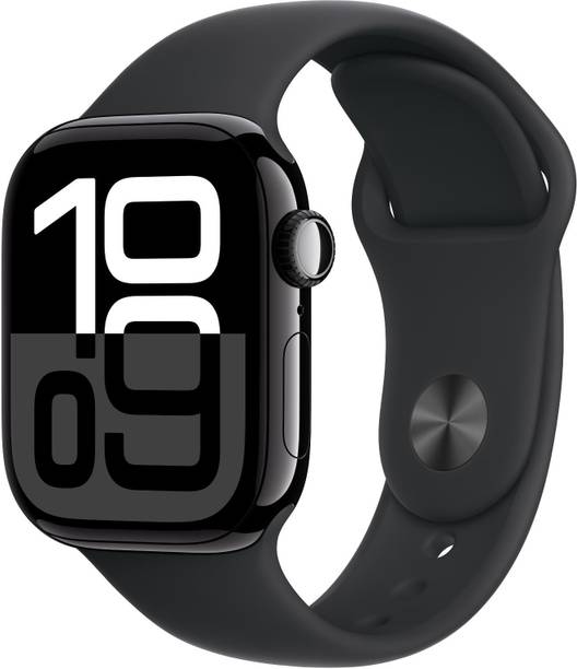 Apple Watch Series 10 GPS + Cellular 42mm Jet Black Alu... - Jet Black Strap, Free Size