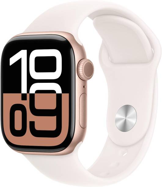 Apple Watch Series 10 GPS 42mm Rose Gold Aluminium with... - Light Blush Strap, Free Size