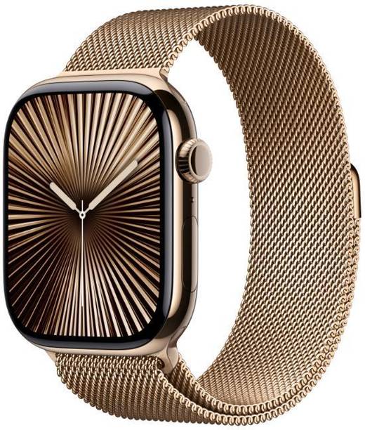 Apple Watch Series 10 GPS + Cellular 46mm Gold Titanium... - Gold Strap, Free Size