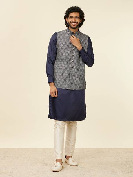 MANYAVAR - Men Woven Design, Printed Nehru Jacket