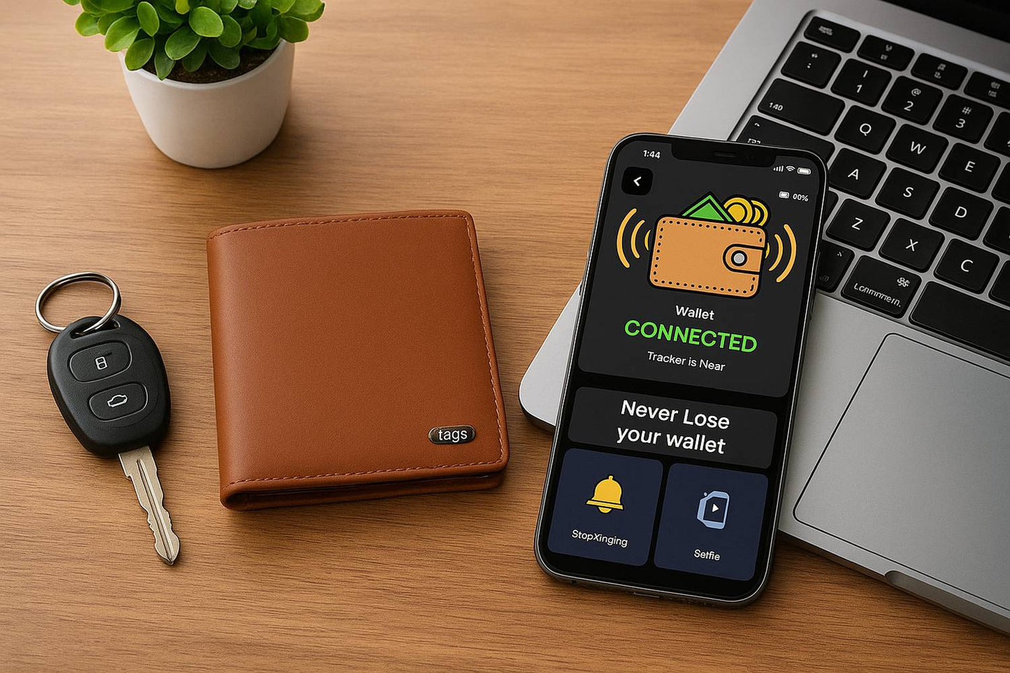 Men & Women Trendy Tan Genuine Leather RFID  Wallet - M...