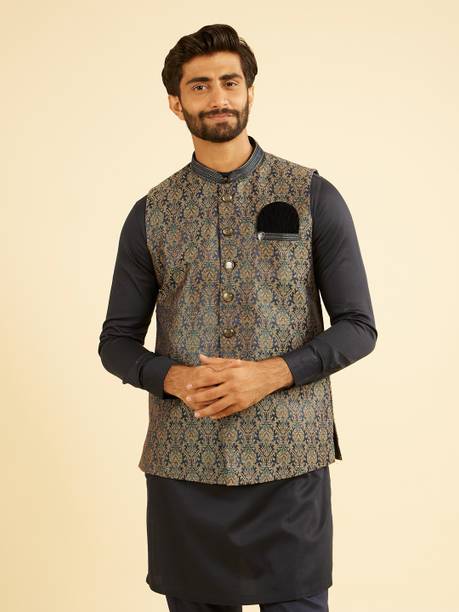 MANYAVAR - Men Embroidered, Self Design Ethnic Jacket
